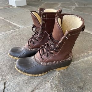 Shearling lined LL Bean duck boots